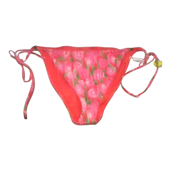Show Me Your MuMu red Pink Floral sanibel Bikini Bottom rosie blooms micro rib - Picture 2 of 6
